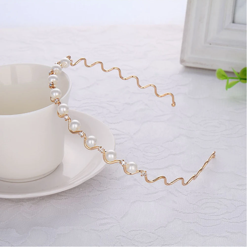 Simple Gold Metal Wave Invisible Headband Thin Hair Hoop For Women Girls Wild Headwear Hair Styling Tool