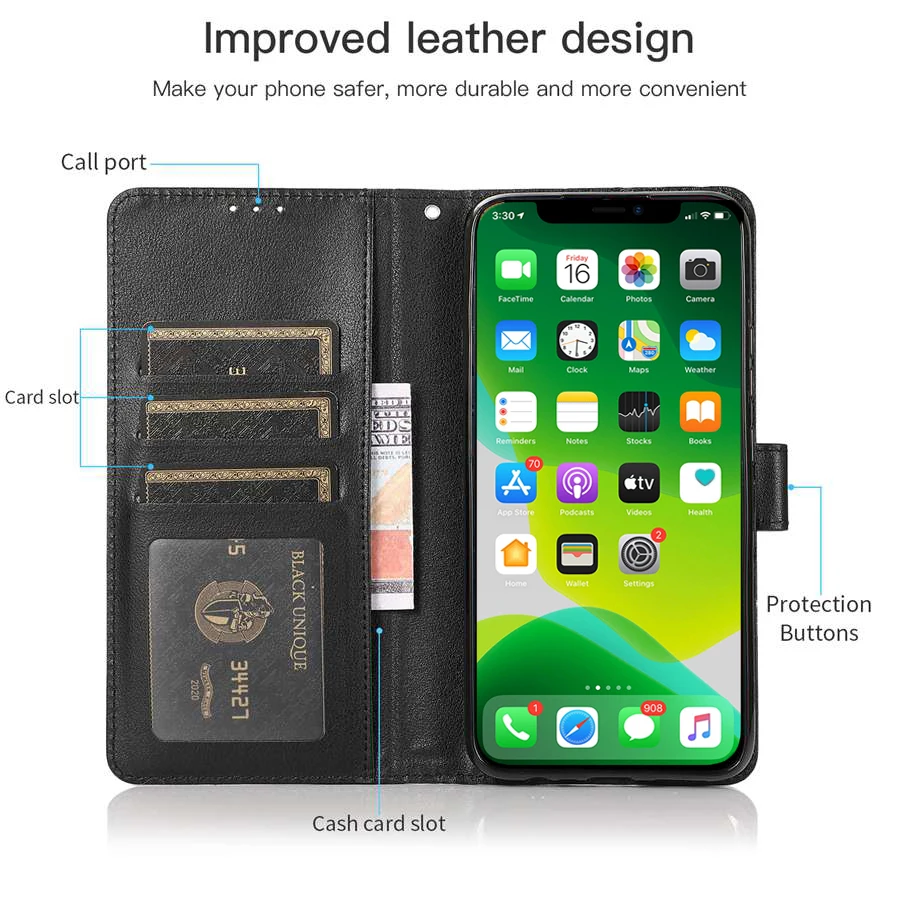 Wallet Leather Flip Case For iPhone 13 Pro Max 13 Mini 12 Pro Max 11 Pro Max SE 2020 X XS XR XS Max 7/8 Plus 6/6S Plus 5 5S SE