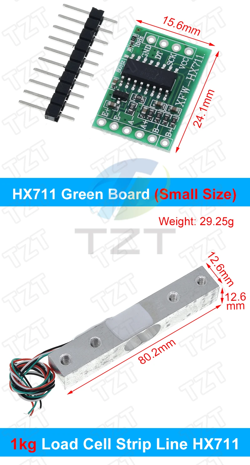 TZT HX711 AD Gewichtsmodul 1 kg 2 kg 3 kg 5 kg 10 kg 100 g Wägezellenmodul Wägedrucksensor Messwerkzeuge – Detail 7