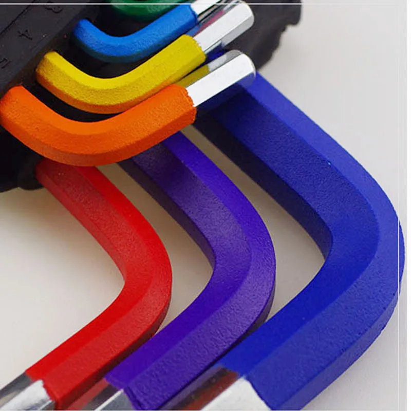 9PCS Multicolour L-Key Set Metric Star Long Arm Ball End Hex Key Set Chrome Vanadium Steel Industrial Grade Allen Wrench