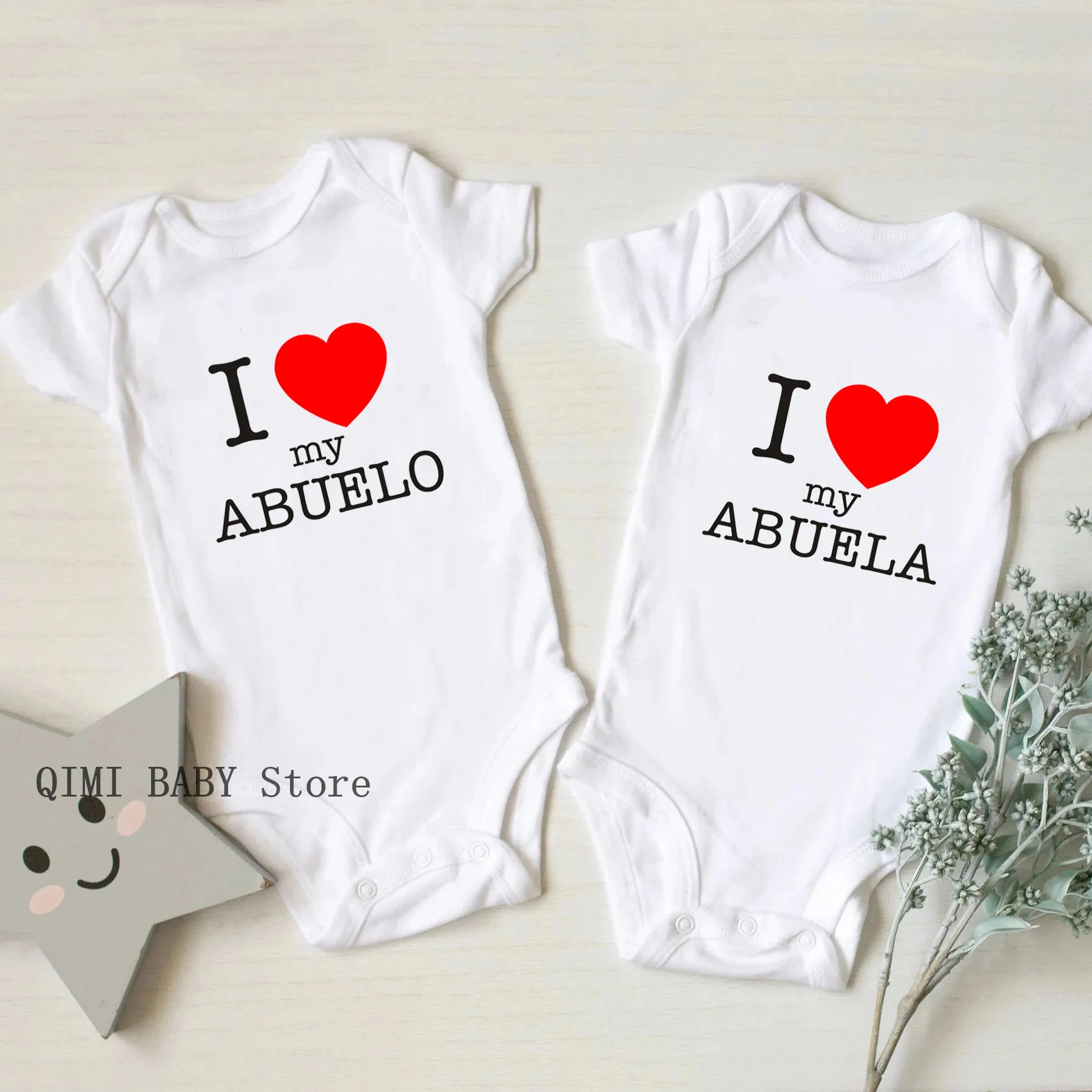 I Love My Abuela Abuelo Baby Bodysuit Cute Newborn Baby Rompers Summer Short Sleeve Bodysuits Cotton Baby Boy Girl Clothes