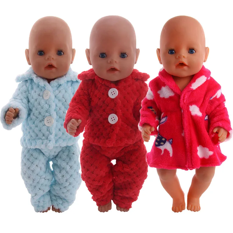 

Plush Pajamas Nightgown Suitable For Winter Warm Suit For 18 Inch American Doll &43 Cm New Born Baby,Our Generation,Doll Clothes