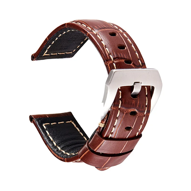 High Quality Embossed Genuine Leather Strap Male Watch Band Replace Accessories Bamboo Pattern Watchbands 20mm 22mm 24mm 26mm