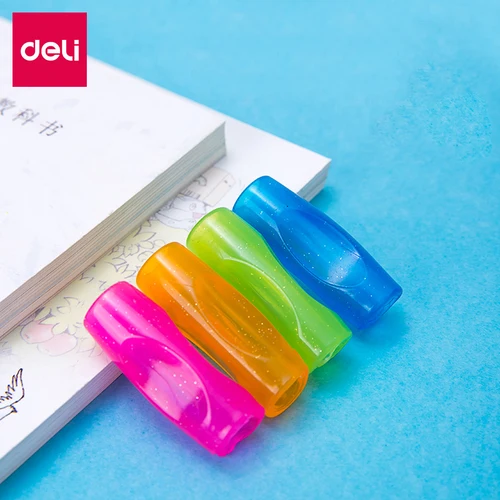 델리 어린이 학교 사무실 필기 교정 펜, 자세 연필 커버, 소프트 TPU, 가방 당 4 개 
