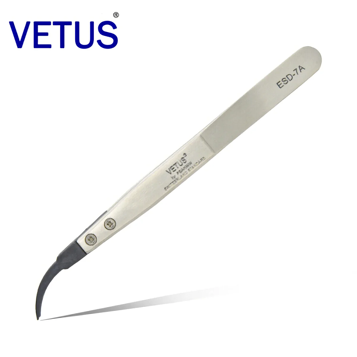 VETUS ESD-7A Interchangeable Head Anti-static Tweezers Stainless Steel Body Anti-static Carbon Fiber Conductive Plastic Head