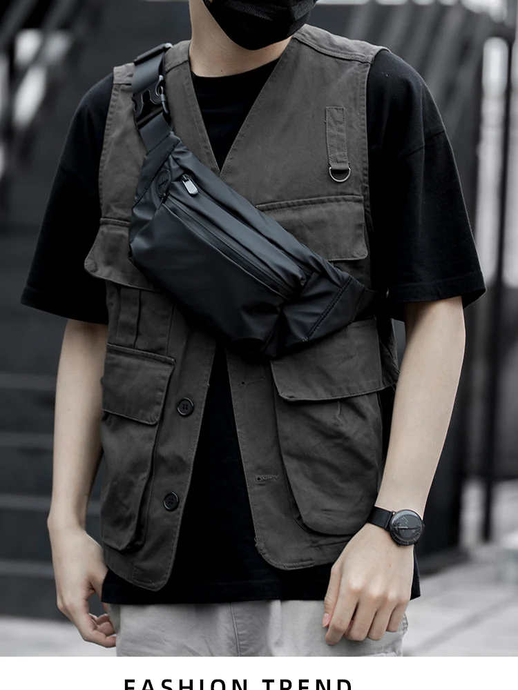 Wodoodporny mężczyzna talii torba moda torba piersiowa Outdoor Sports Crossbody torba na co dzień podróży mężczyzna Bum saszetka na pasek — zdjęcie 2