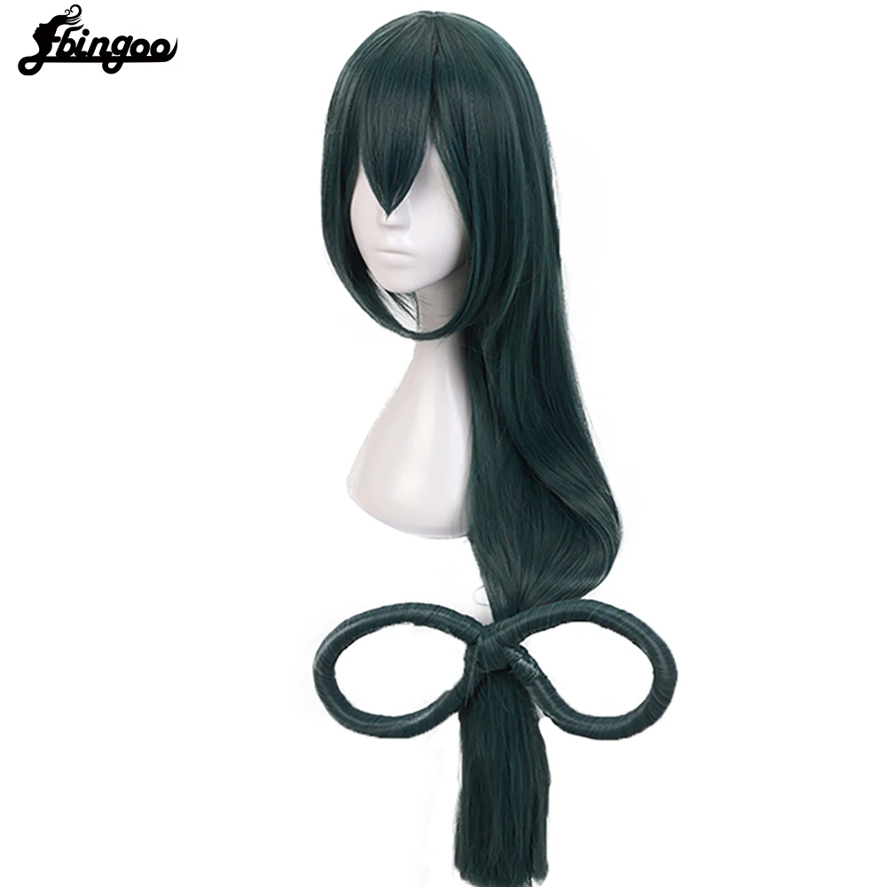 Ebingoo Asui Tsuyu peruk Boku hiçbir kahraman Academia Cosplay peruk Anime My Hero Academia uzun düz yeşil sentetik Cosplay kadınlar peruk
