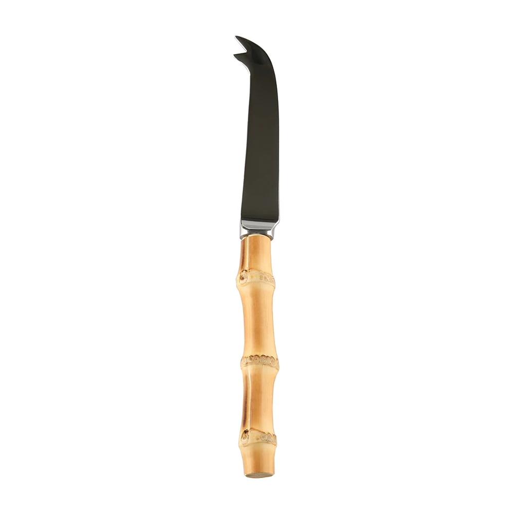 

Forked Cheese Knife Luxury Stainless Steel Handmade Natural Bamboo Root Handle Cutlery Cutter Slicer