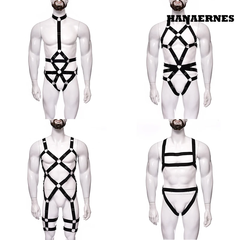 [Men's Samples]Men Sexy Bondage Lingerie Elastic Costume Thong Set Harness Shoulder Straps Stage Wear Backless Underwear