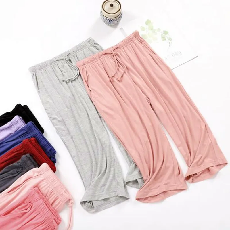 Pantalón de pijama para mujer, pantalones cortos de verano, pantalones de casa cómodos de modal, ropa deportiva para salón, ropa de dormir de talla