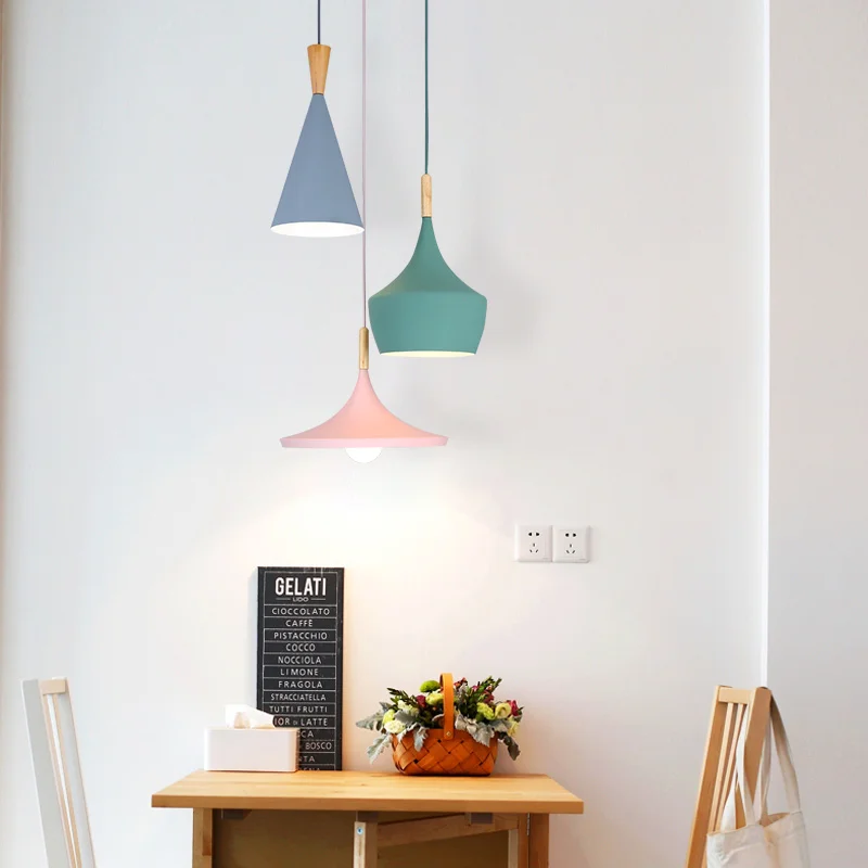 

Nordic Simplicity Ceiling Pendant light E27 Wood Aluminum Hanging Lamp Dining Table Bedside Home Decor Lighting 110V 220V