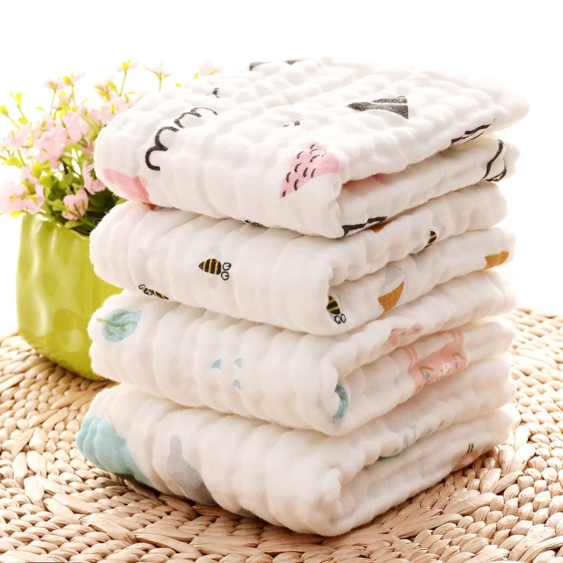 Baby Bath Towel Comfy Muslin Burp Cloths Large 100% Cotton Hand Washcloths 6 Layers Absorbent and Soft