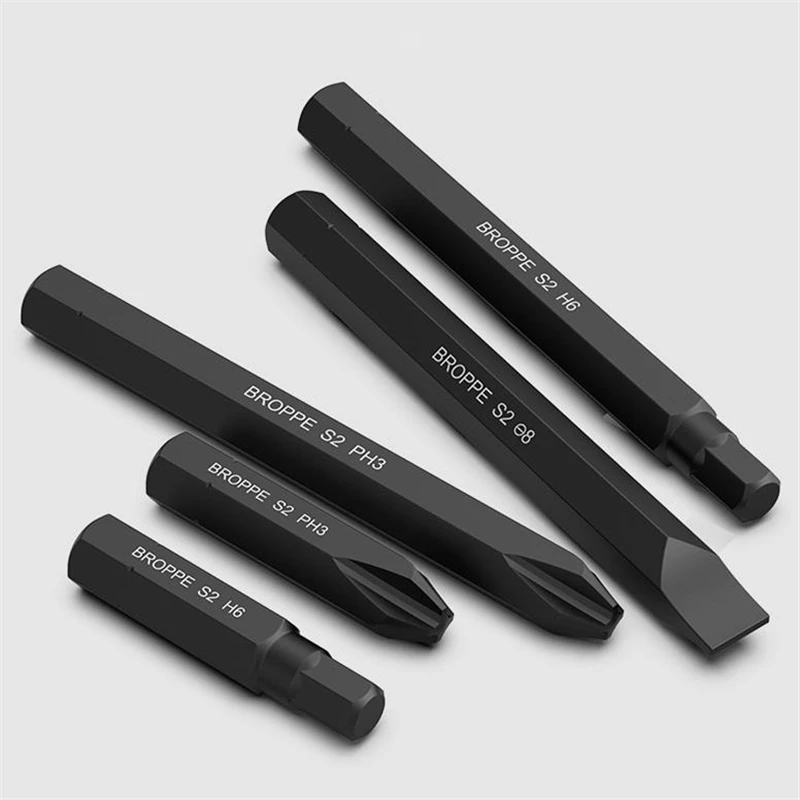 Broppe 8mm haste hexagonal s2 liga de aço chave de fenda de impacto com magnético forte 36/80mm de comprimento