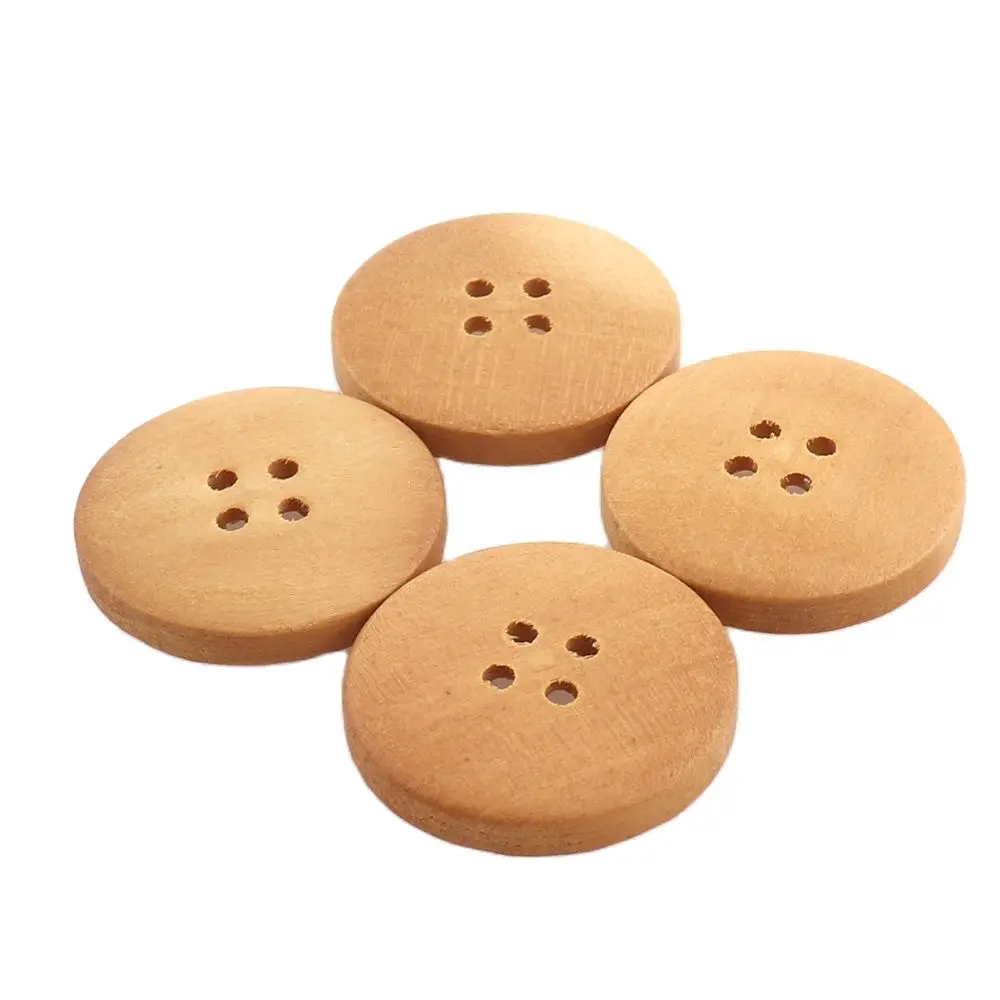 12 PCS 4-holes round wood buttons Wood color Sewing Scrapbooking DIY Buttons high quantity for Bag DIY Craft Home Textiles