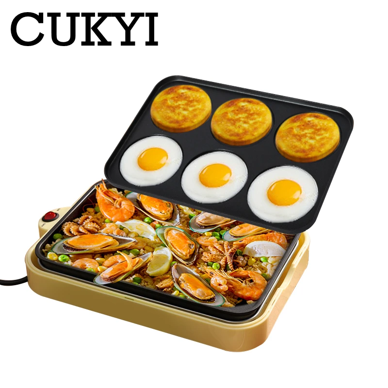 CUKYI Electric egg roasted hamburger machine red bean cake pie crepe maker pancake baking barbecue omelette frying pan non-stick