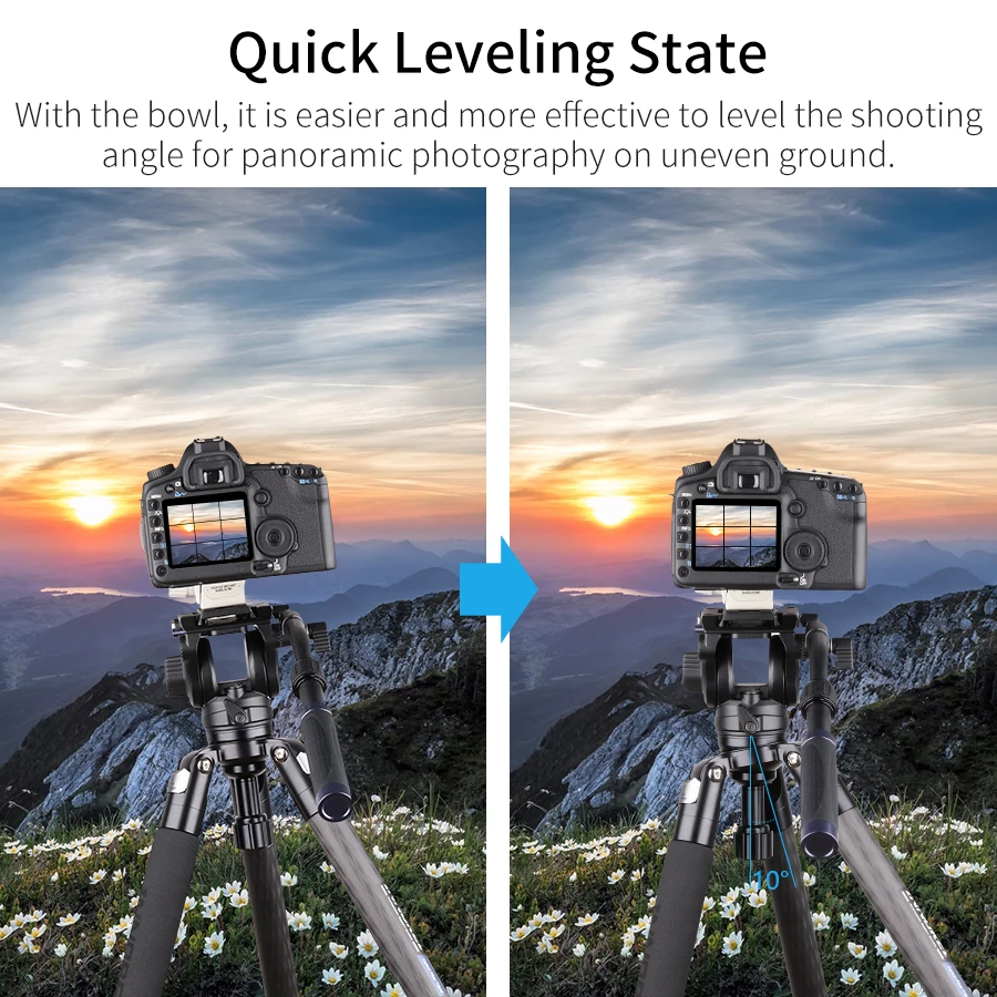 ST324CT/CF Professional 10 Layers Carbon Fiber Tripod for DSLR Camera Video Camcorder Birdwatching Heavy Duty Stand Bowl Adapter