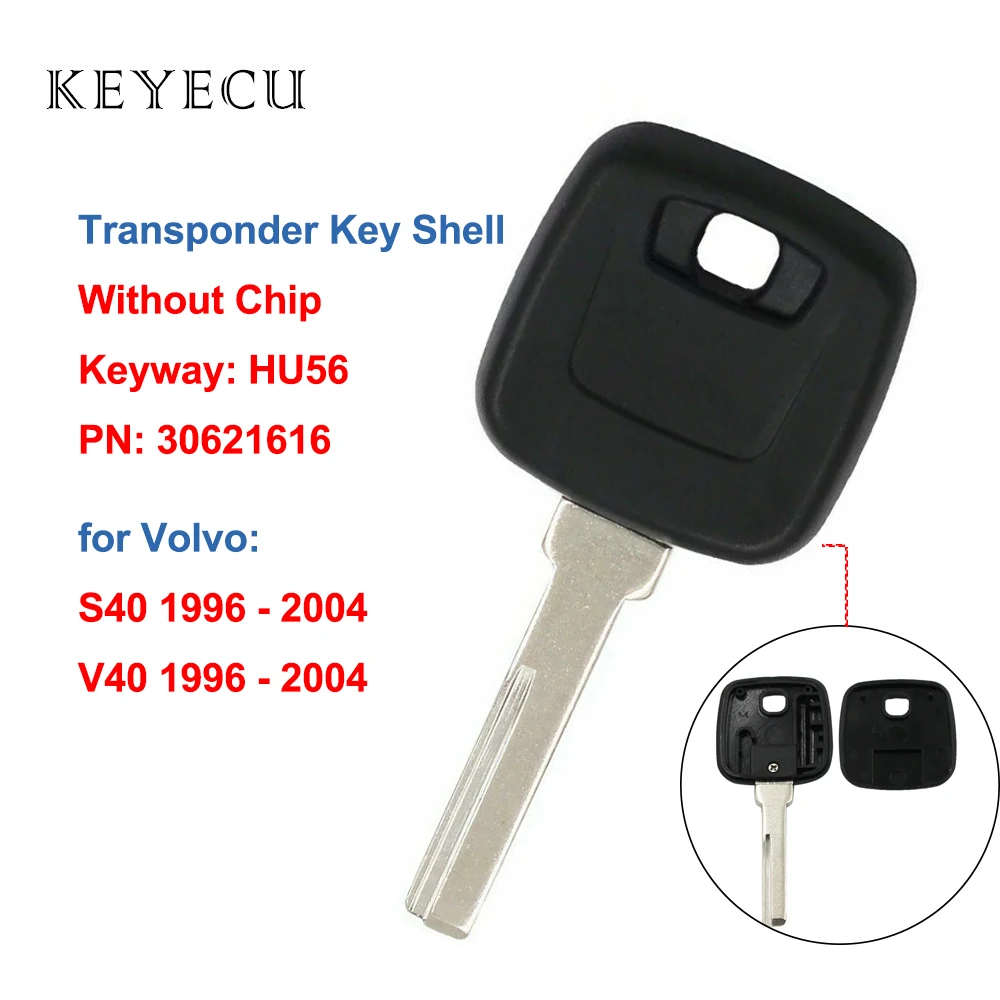 Keyecu 10 sztuk zapłonu obudowa klucza transpondera Case dla Volvo S40 V40 1996 1997 1998 1999 2000 2001 2002 HU56 ostrze P/N: 30621616