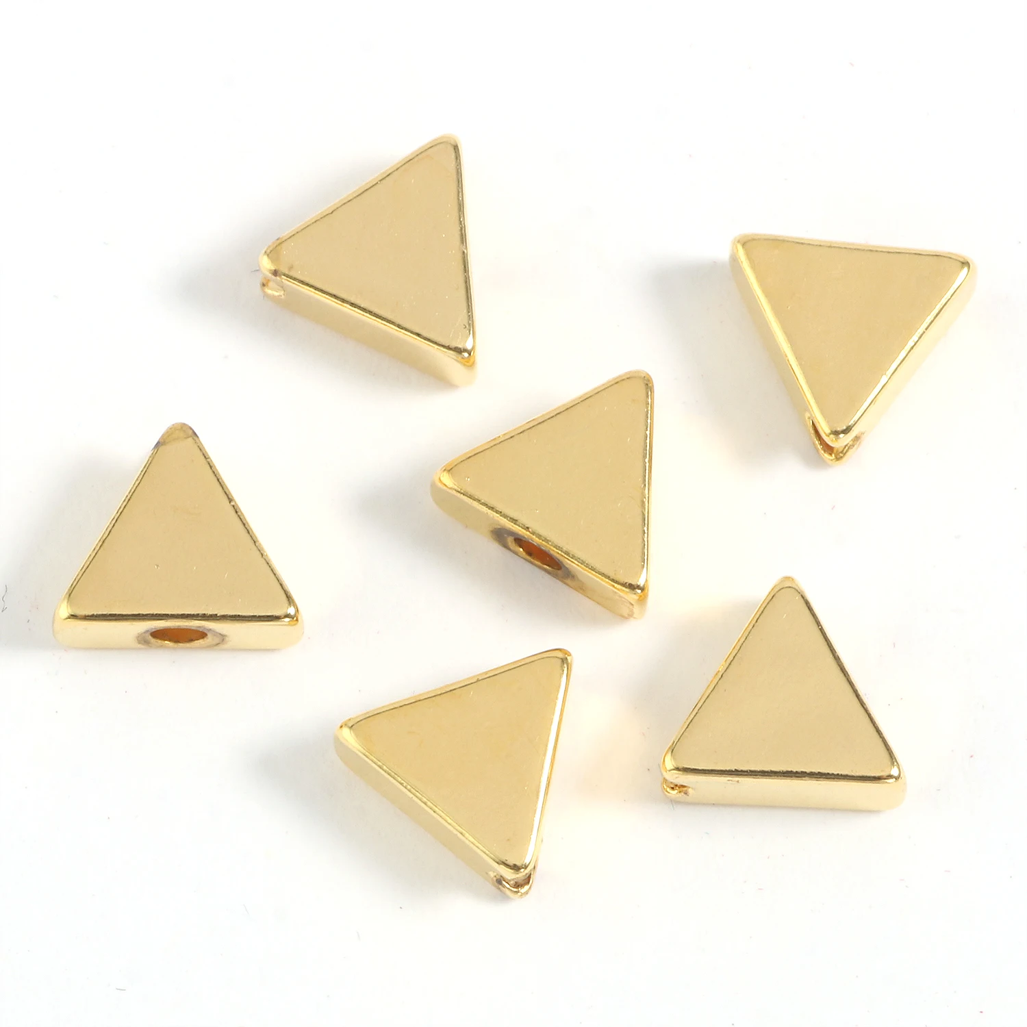 10pcs/lot Metal Copper Beads Triangle Shape Big Hole Loose Spacer Beads for Jewelry Makings Bracelet Necklace DIY Accessories