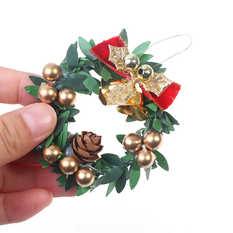 6ซม.คริสต์มาส Garland Decor 1:12 Dollhouse Miniature Christmas พวงหรีด Garland เครื่องประดับคริสต์มาส Decoracion Navidad