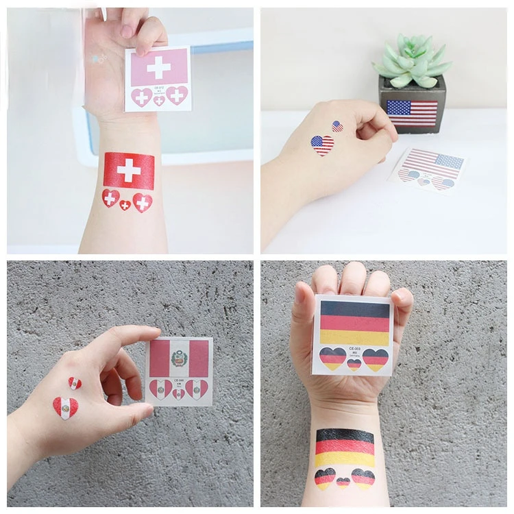 Tatuaje facial temporal con bandera de la serie 3 piezas, juegos de fanáticos del partido mundial, Polonia, Inglaterra, Ucrania, Singapur, país,