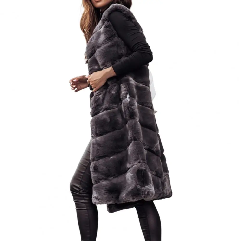 Giacca da donna autunno inverno gilet tinta unita girocollo cappotto in pelliccia sintetica spessa girocollo capispalla giacca in peluche per donna