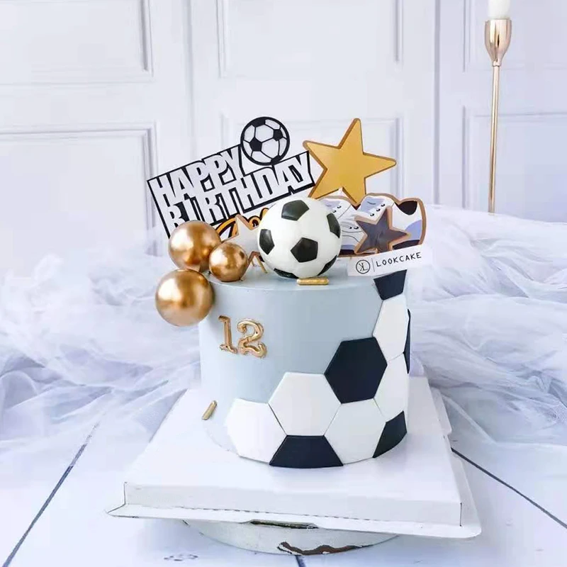 Football Theme Party Cupcake Topper Happy Birthday Cake Topper Flage For Kids Boy Birthday Party Cake Decors Supplies Gifts