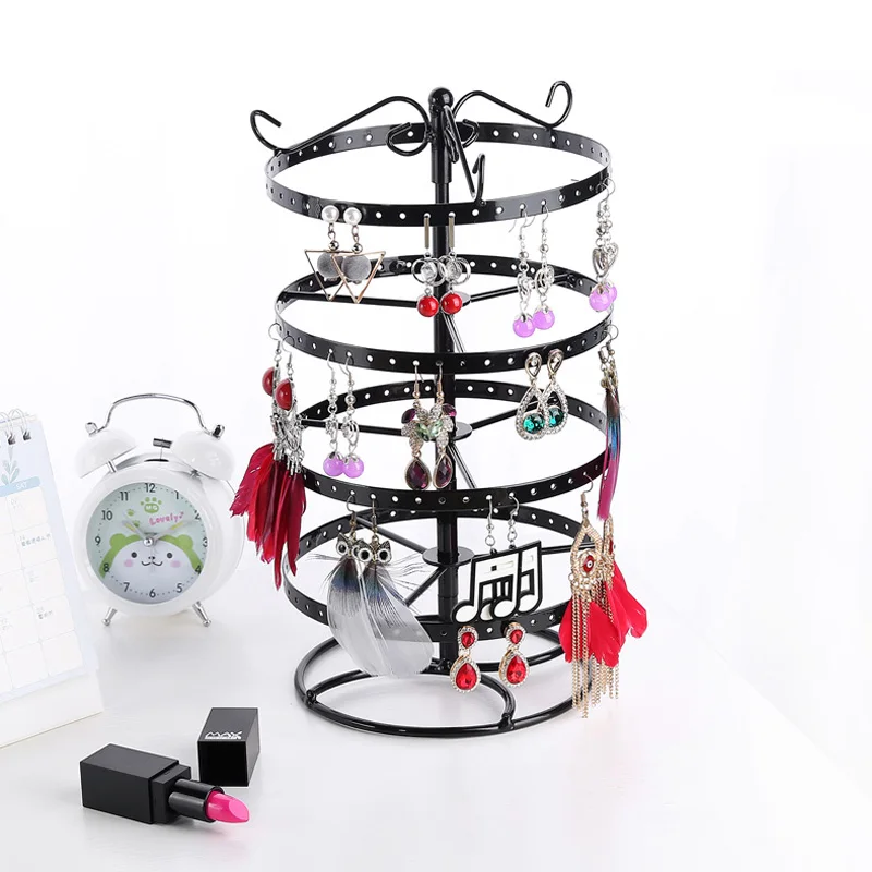 Wholesale Assemblable Metal Earring Stand Jewelry Display Organization Jewellery Show Shelf Durable 3 Colors Round 144 Positions