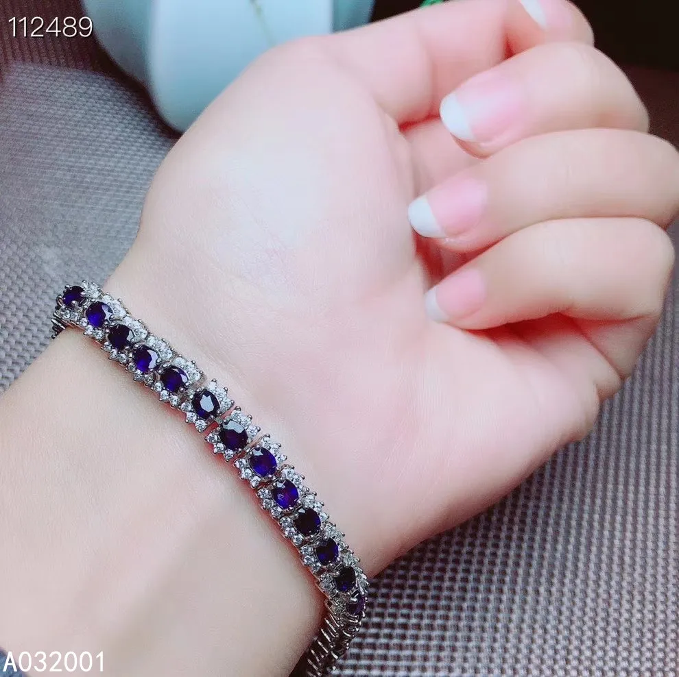 

KJJEAXCMY fine jewelry natural sapphire 925 sterling silver new women gemstone hand bracelet support test fashion