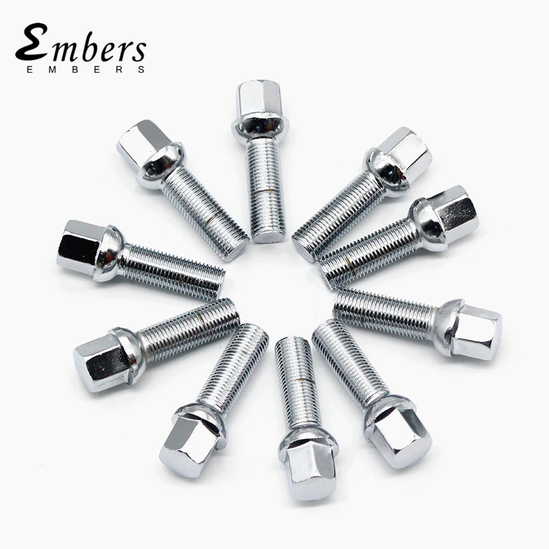 Embers Wheel bolts Steel M12x1.5 14x1.5 14x1.25 12x1.25 of various lengths for BMW Volkswagen Audi Mercedes Porsche 10pcs