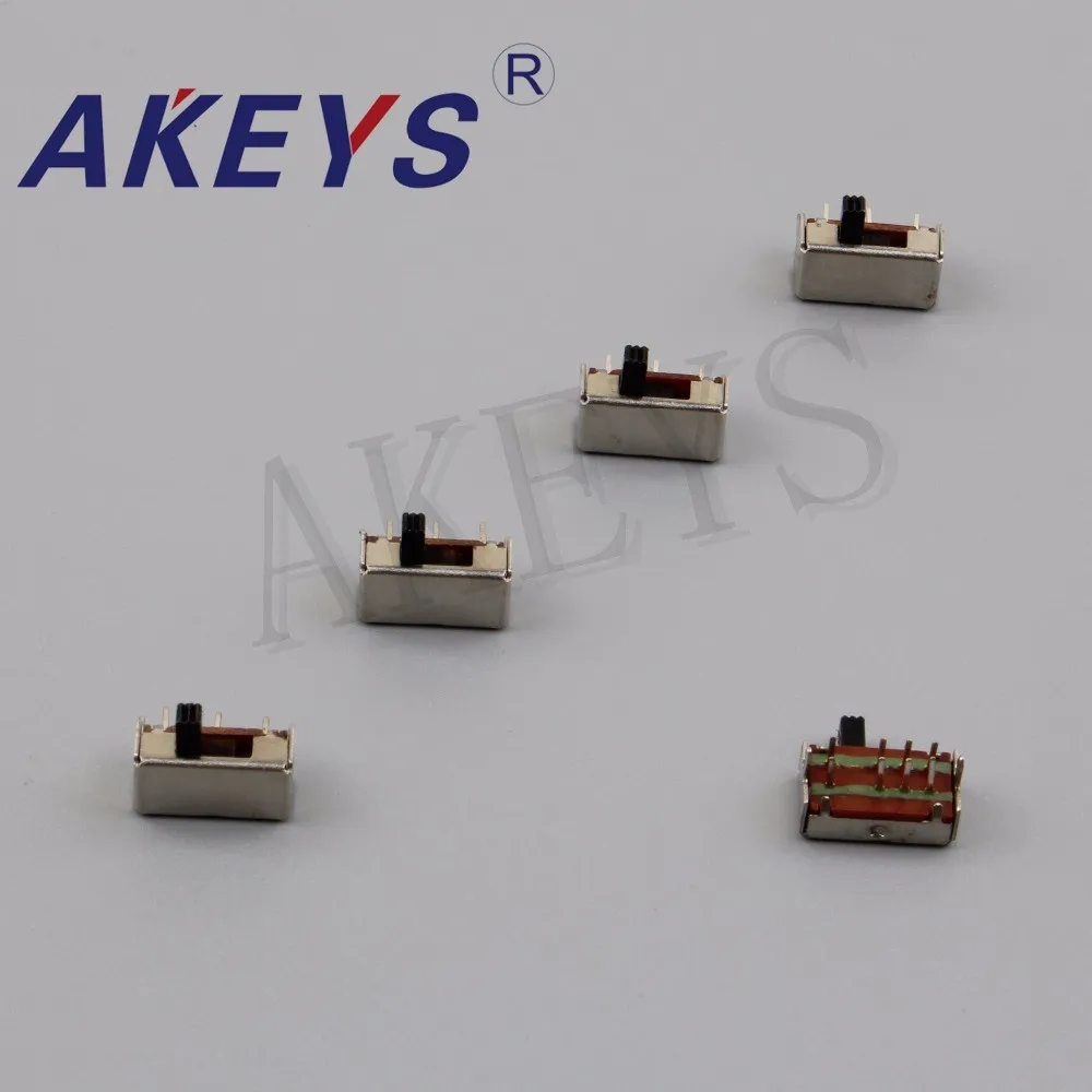 10pcs SK-23D07 2P3T Double Pole Three Throw 2P3T  Handle Heights 3/4/5mm Slide Switch 3 Positition 8Pin w 2 fixed pin