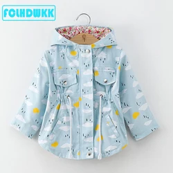 Spring 2020 New Girls Jackets Kids Outerwear Hooded Girls Coats Casual Windbreaker For Girls Printing Kids Clothes Hooded Jacket