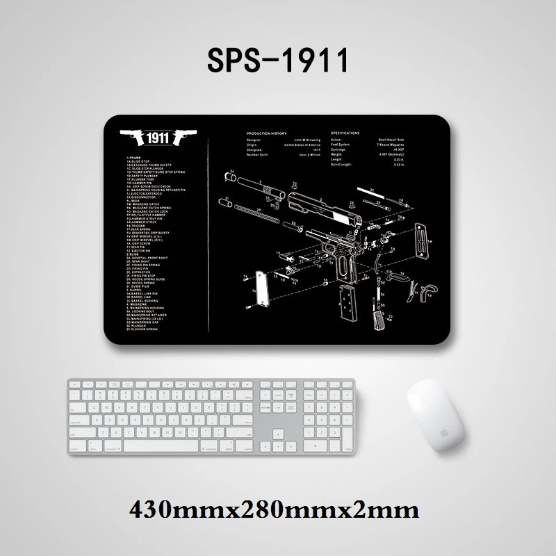 DulMouse-Tapis en caoutchouc pour Glock 17, 1911, Beretta M9, Sig P220, P226, Gun Books, Polymères avec diagramme de pièces, Instructions, Établi