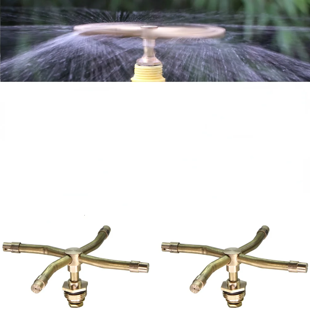 4 Arm Automatic Rotary Whirling Sprinkler Garden Lawn Irrigation Watering Nozzle Spray Rotating Brass Sprayer