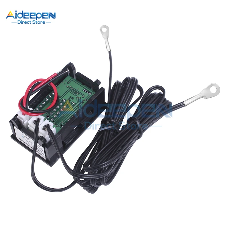 DC 4V-28V 0.28 inch Mini LED Dual Display Digital Temperature Sensor w/ NTC Waterproof Metal Probe Temperature Tester For Indoor