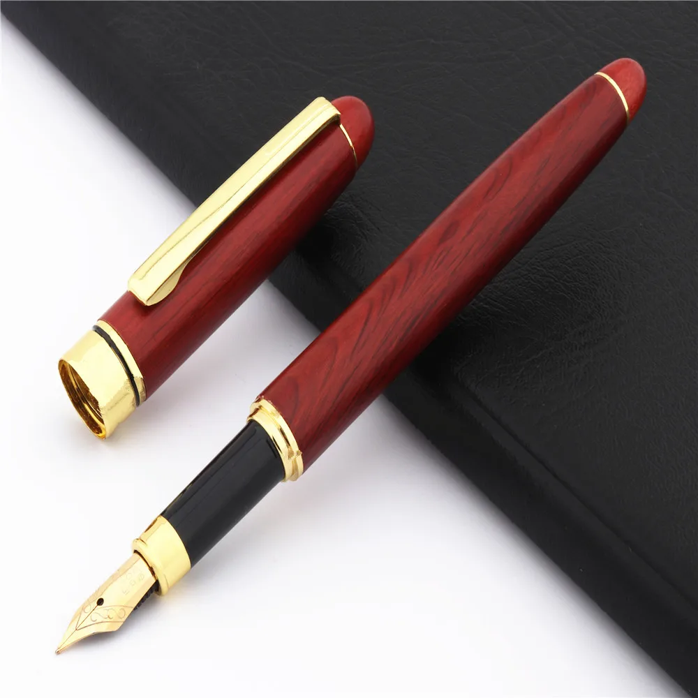 جودة فاخرة 521 قرطاسية خشبية حمراء للطلاب مكتب الأعمال قلم حبر متوسط المنقار جديد