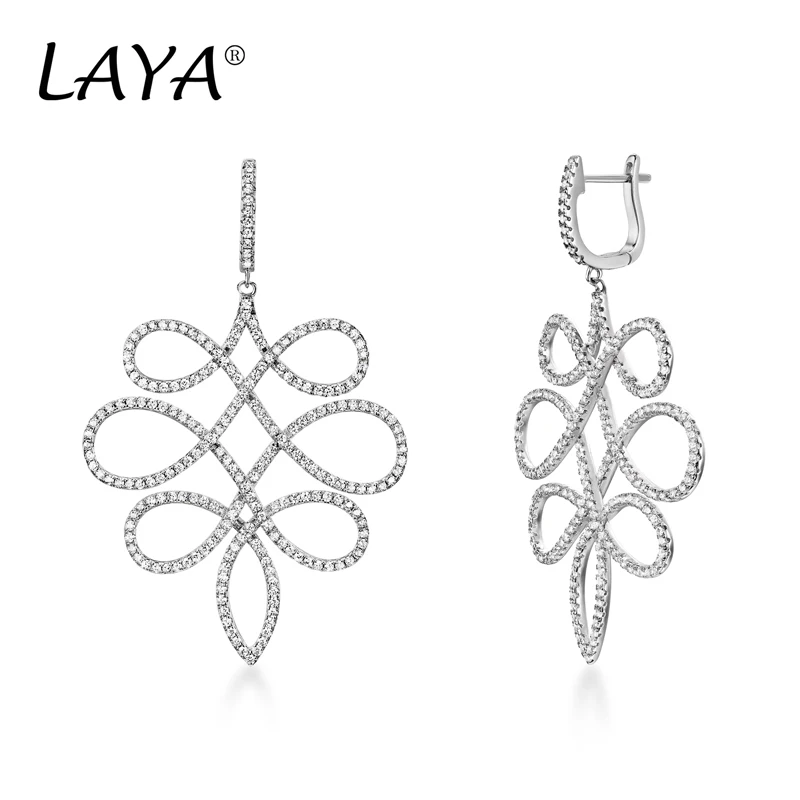 Laya 925 Sterling Silver High Quality Zircon Multi-Line Irregular Drop Earrings For Women Original Modern Jewelry 2022 Trend New