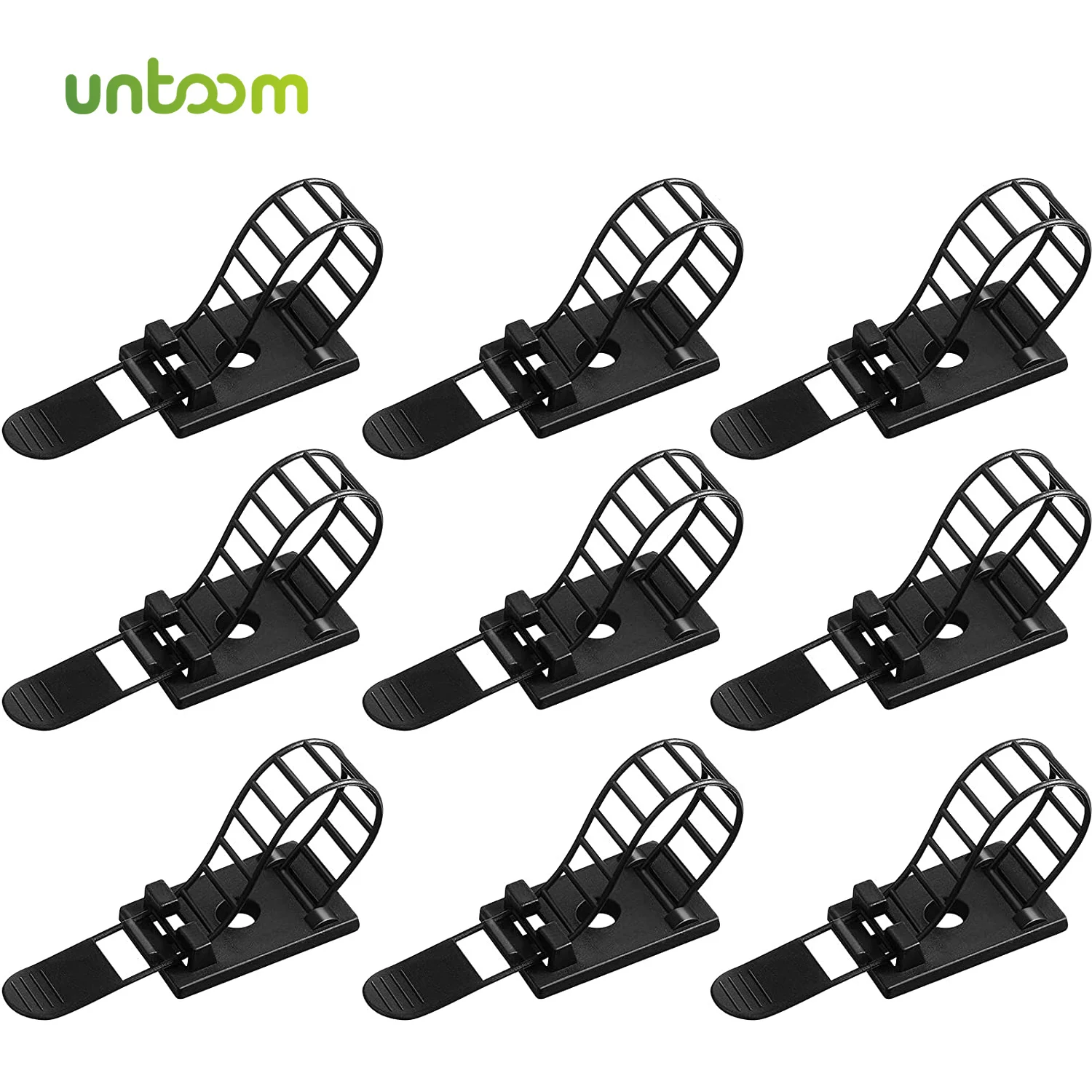 Untoom Adhesive Cable Management Clips Adjustable Nylon Cable Strap Ties Wire Clamps Cable Organizer for Network Wire Power Cord