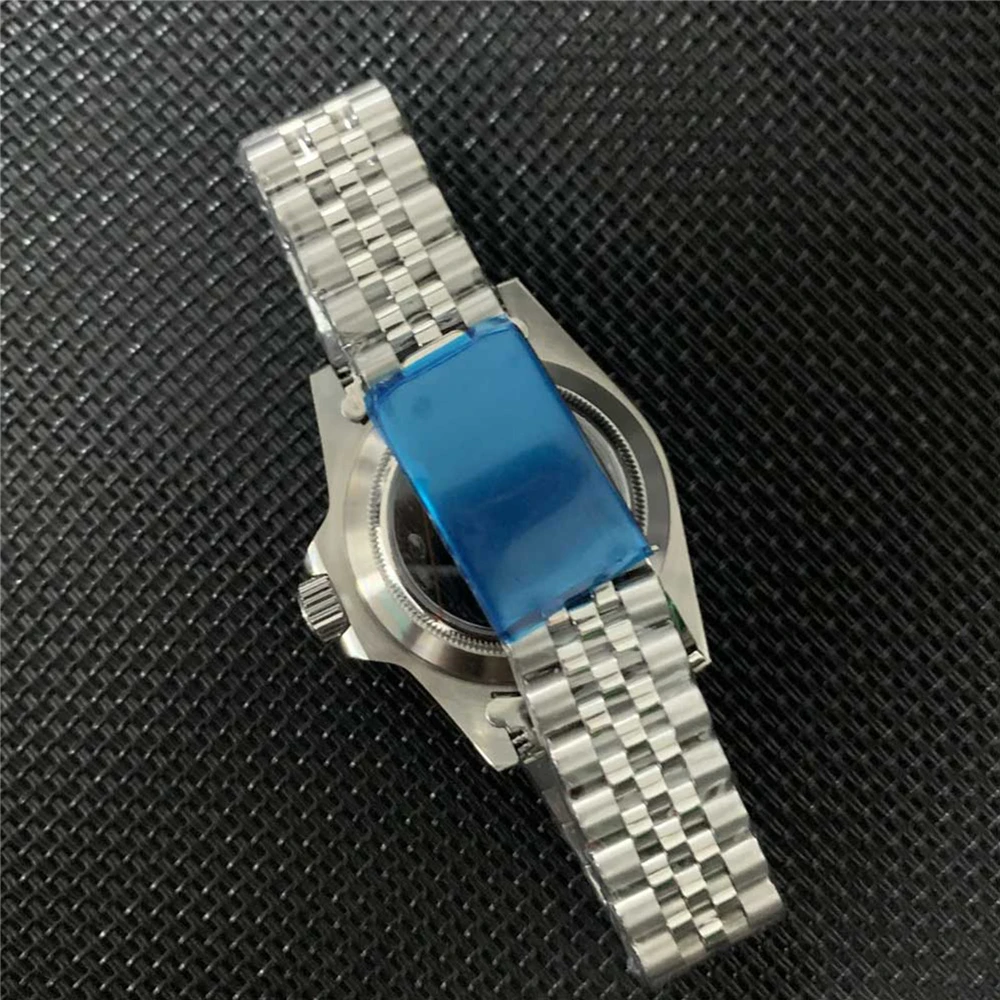 39.5mm Watch Shell Transparent Bottom Case + Bidirectional Rotary GMT/SUB Bezel + Jubilee Strap For NH35/NH36 Movement Parts