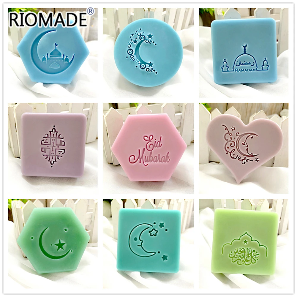 Ramadan Series Soap Stamp Moon Star Arabic Script Styles Handmade Seal Transparent Acrylic DIY Crafts For Soap Making Tools