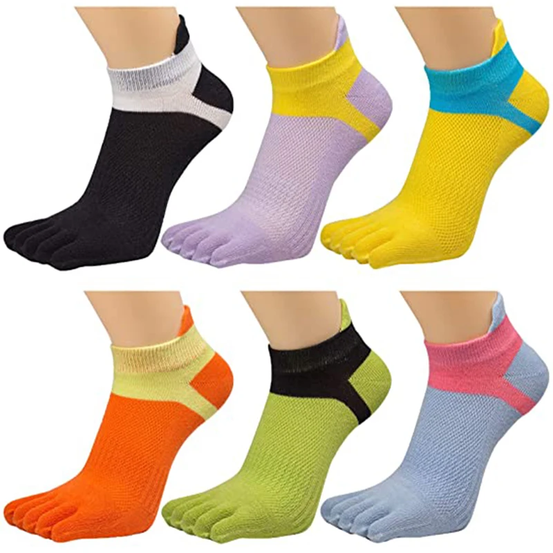 

5 Pairs Colorful Spring Mesh 5 Finger Socks Cotton Woman Girl Short Breathable Deodorant Harajuku Invisible Sock Ankle Toe Socks