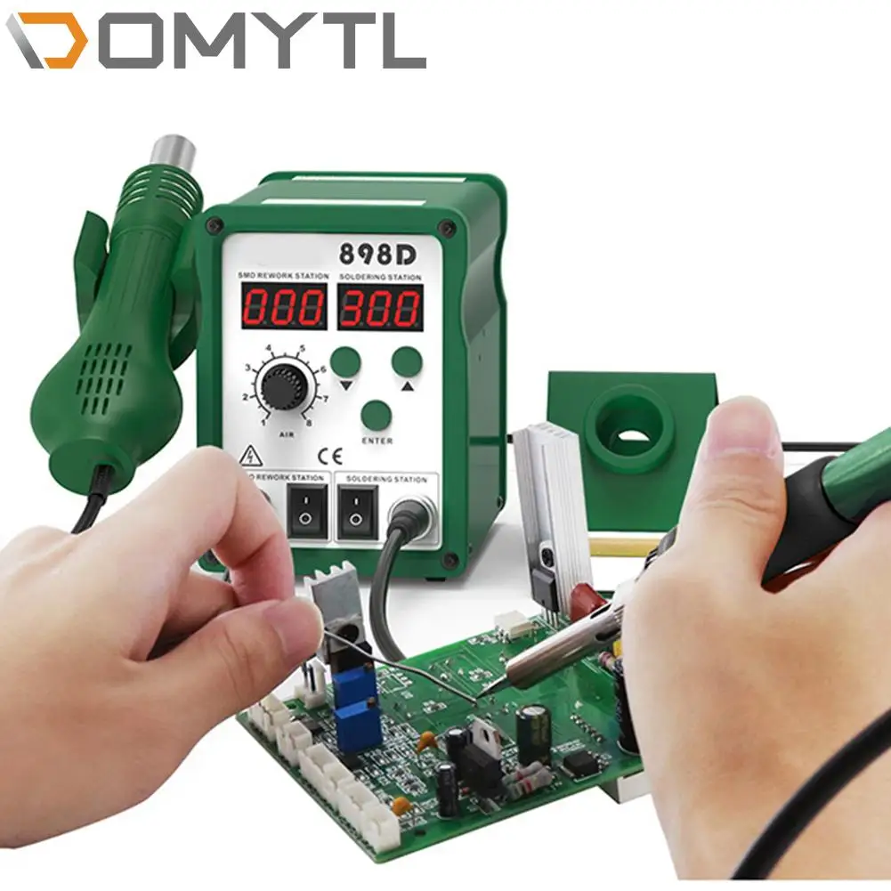 Soldering iron Hot Air Gun Dual LCD Temperature Adjustable Two-in-one Lead-free Spiral Desoldering Station Repair Hand Tools