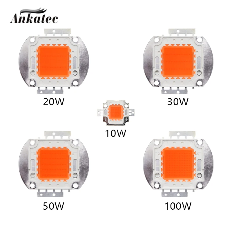 Lampe de croissance des plantes à puce LED, diode haute puissance, 380NM-840NM, puce LED COB pour éclairage intérieur et extérieur des plantes, 10W,