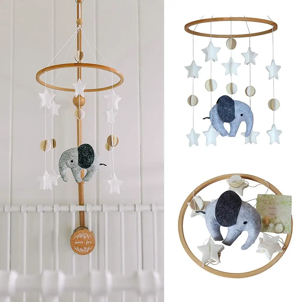 Móvil de cuna de bebé con cama de elefante, campana de viento, decoración de guardería, decoraciones de techo, regalo de Baby Shower