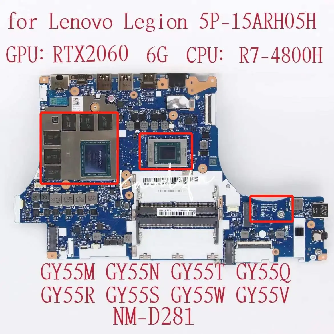 

NM-D281 for Lenovo Legion 5P-15ARH05H Laptop Motherboard 82GU WIN CPU:R7-4800H GPU:RTX2060 6G DDR4 FRU:5B20Z21600 100% Test OK