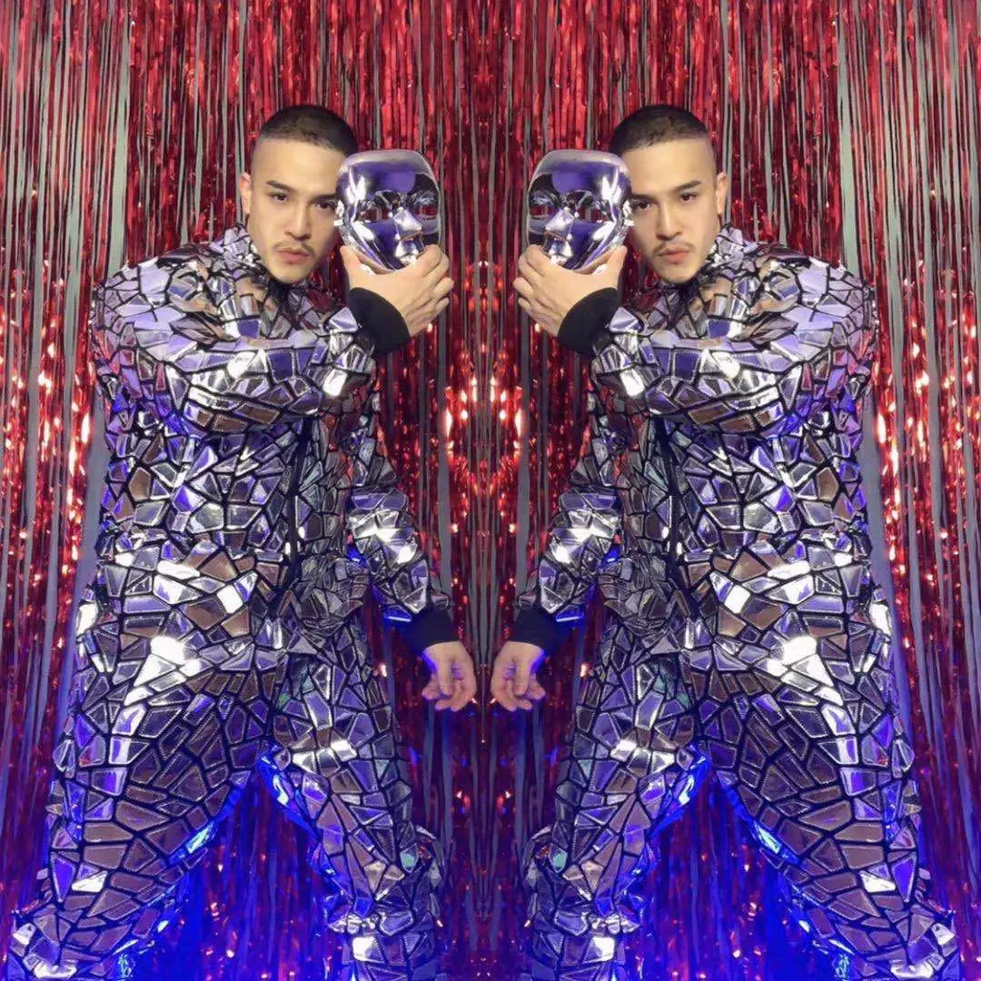 Men Dancer Singer Stage Show Clothes Sparkly men robot dance costume Sequin Jacket Nightclub Birthday Prom Party Outfit