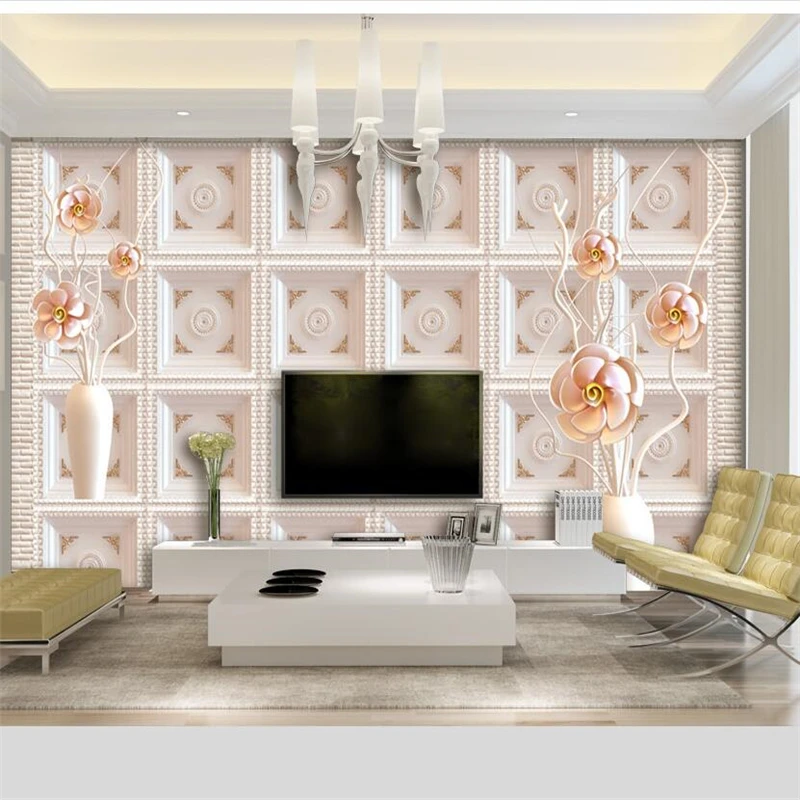 

mural papier peint wallpaper for walls 3 d Custom wallpaper Simple rose potted 3D TV background wall murals tapety