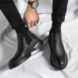 Black Ankle Boots for Men Male Platform Shoes Men Chelsea Boots Men Leather Boots Man Luxury Designer Shoes for Man 2026 Zapatos