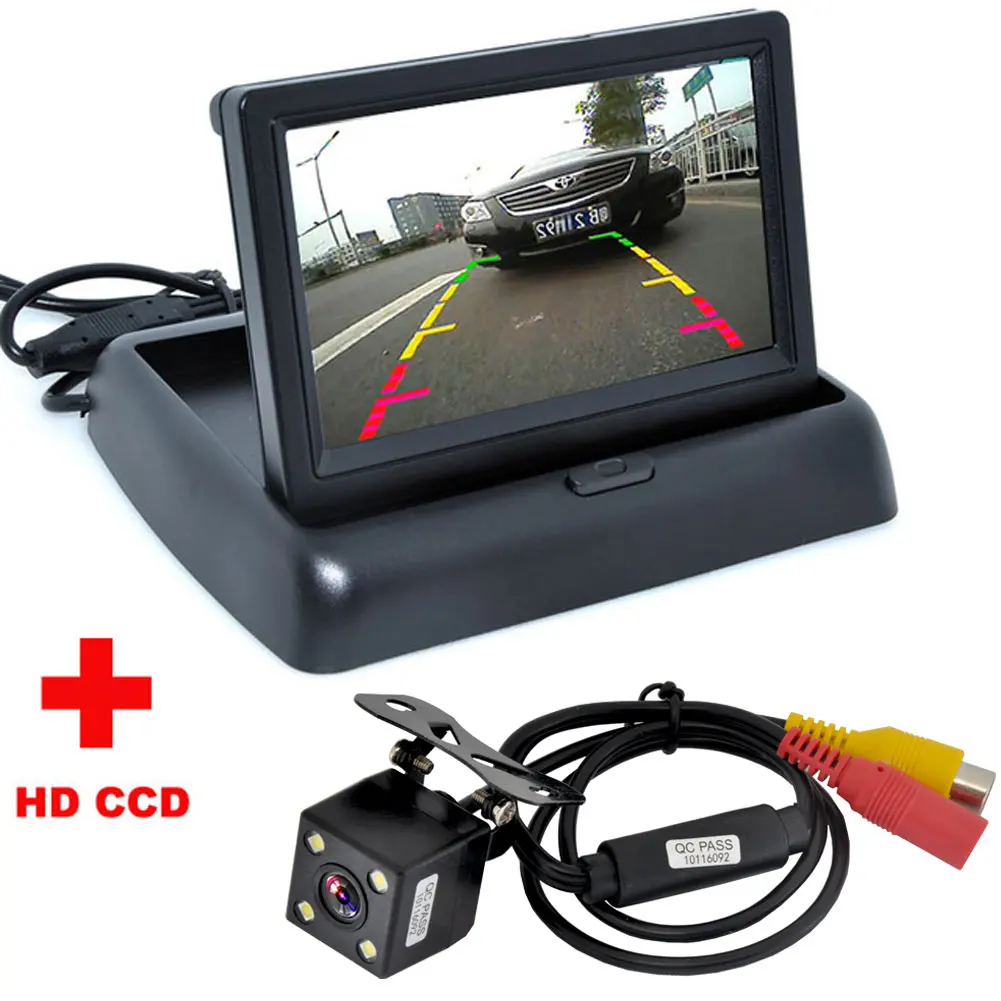 

Auto Parking Assistance New 4LED NIGHT Car CCD Rear View Camera With 4.3 inch Color LCD Car Video Foldable Monitor Camera