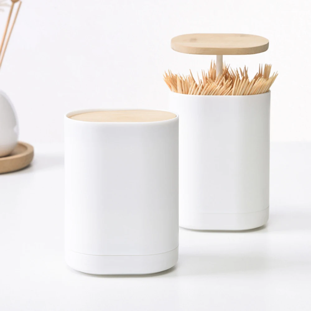 Pop-up Toothpick Holder Automatic Compact Convenient Cotton Swab Toothpicks Dispenser Large Capacity Reusable Stand Storage Box