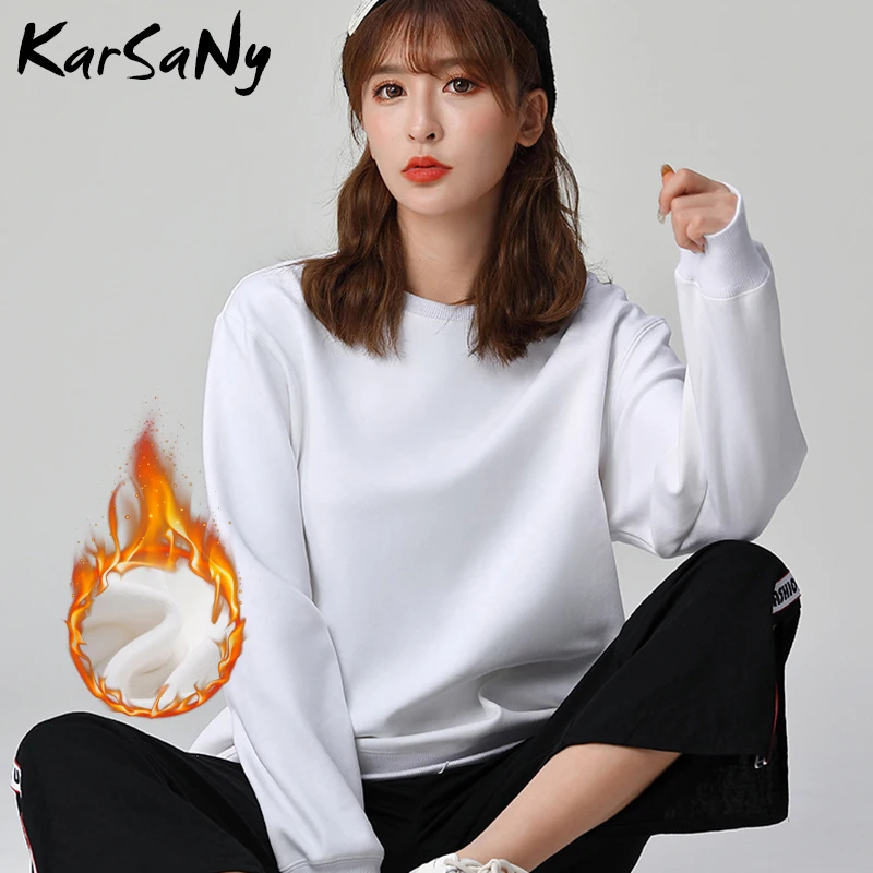 KarSaNy Oversized Sweatshirt Velvet Warm Womens Autumn Winter Women's Sweatshirt Women Vintage Black Sweatshirts For Women